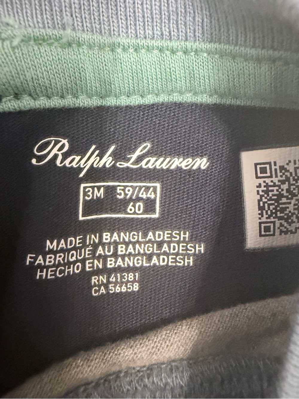 Ralph Lauren Baby Colorblock Pocket Romper - Gray with green & Blue size 3 month - Picture 4 of 5